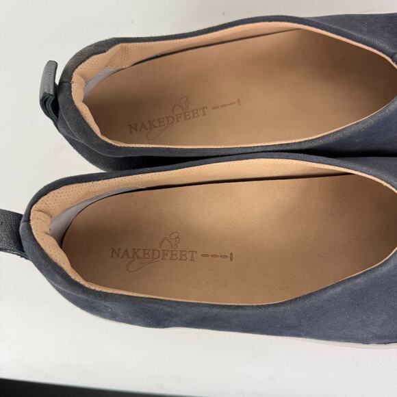 Naked Feet Regime Platform Flats Women's 8.5 Black Faux Leather Slip-On Comfort - Picture 9 of 10